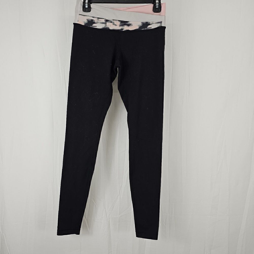 Lululemon Black Leggings Pink Gray Layered Wunder Under Leggings Athletic Size 6